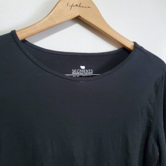SEGMENTS 100% Merino Wool Base Layer Top Shirt Long Sleeve Black Women's Medium - Picture 2 of 11
